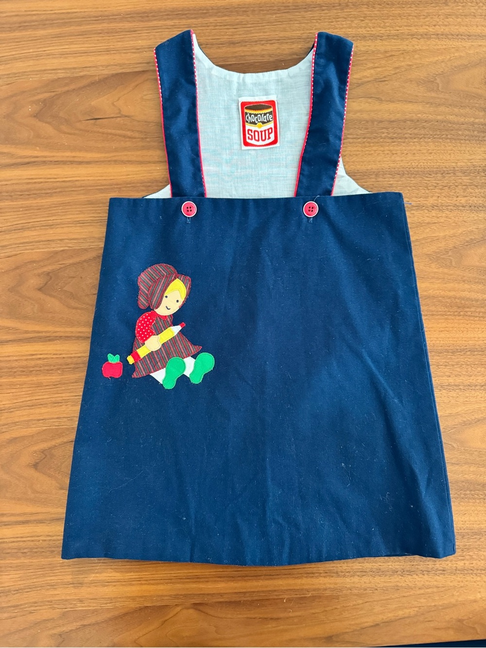 Vintage Chocolate Soup Navy Blue Pinafore Jumper Dress - Size 7